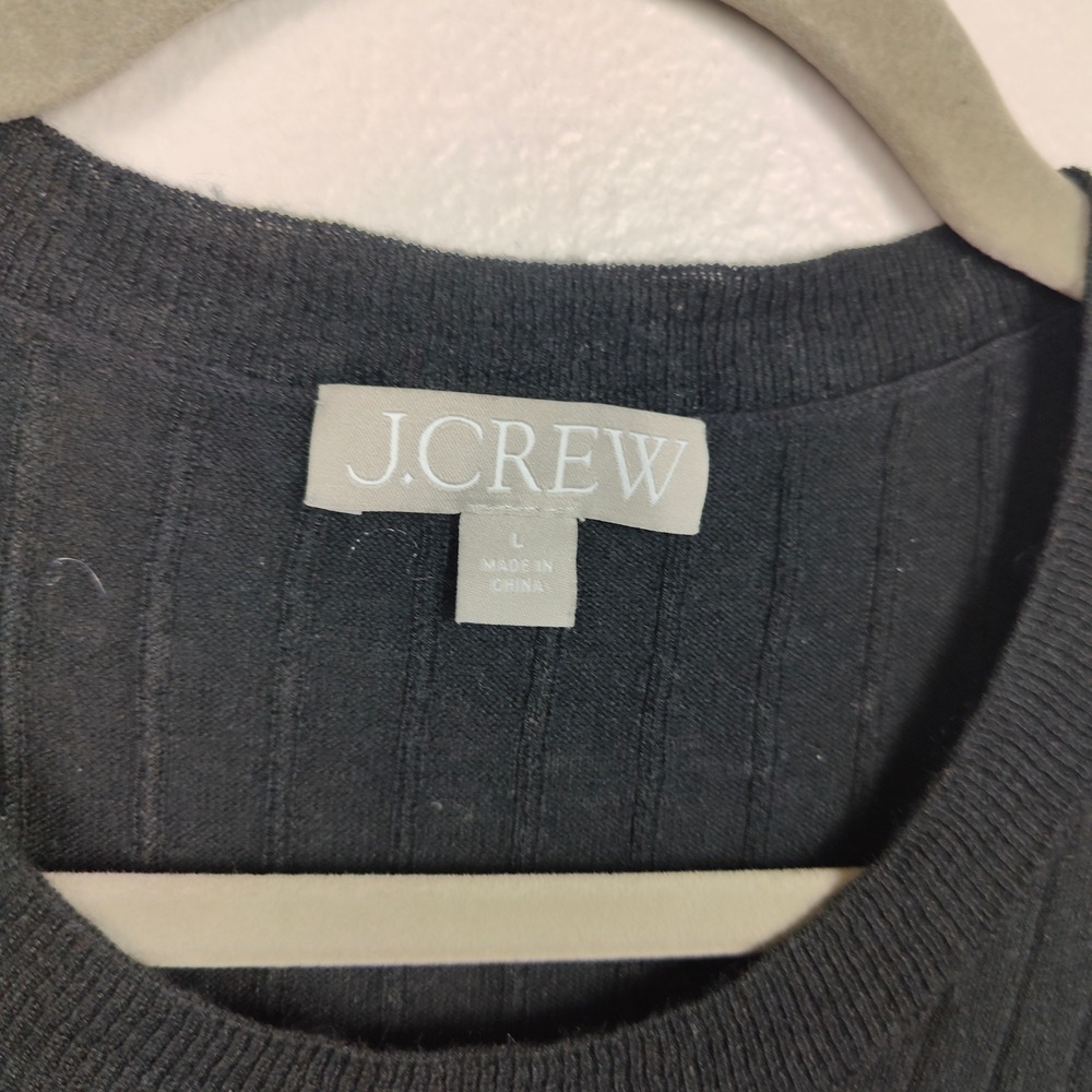 J.Crew Silk Cashmere-blend Cropped T-shirt Womens‎ Large Black Minimalist Preppy - Picture 5 of 9